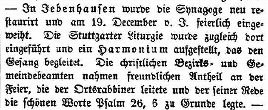 Die Synagoge in Jebenhausen (Stadt Göppingen)